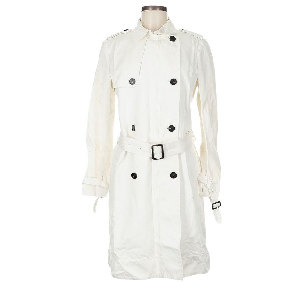 JOSEPH White Double Breasted Trench Coat. Size 8.